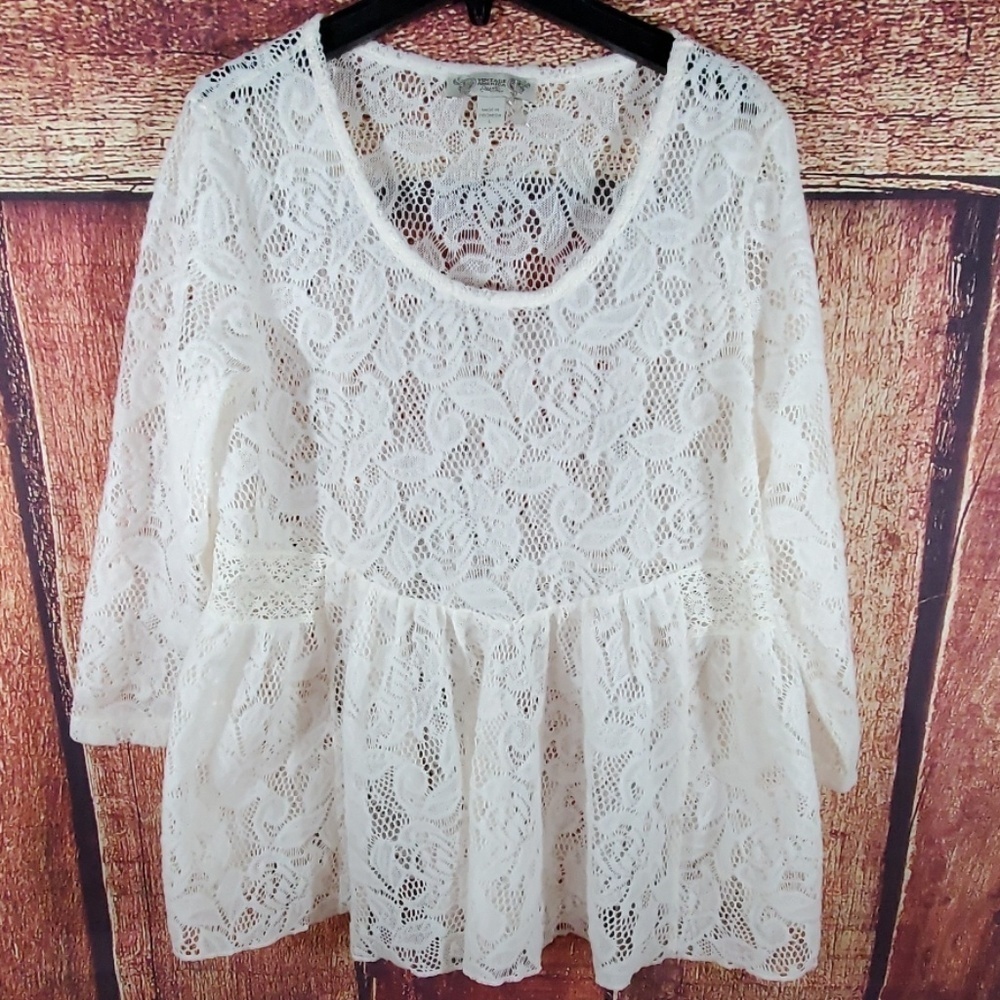 Vintage America Super Kitten Soft Lace Top